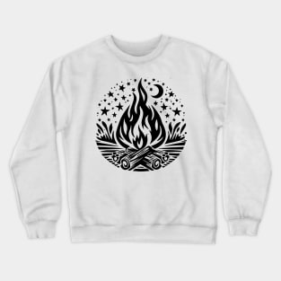 Mystical Night Sky and Blazing Fire Circle Crewneck Sweatshirt